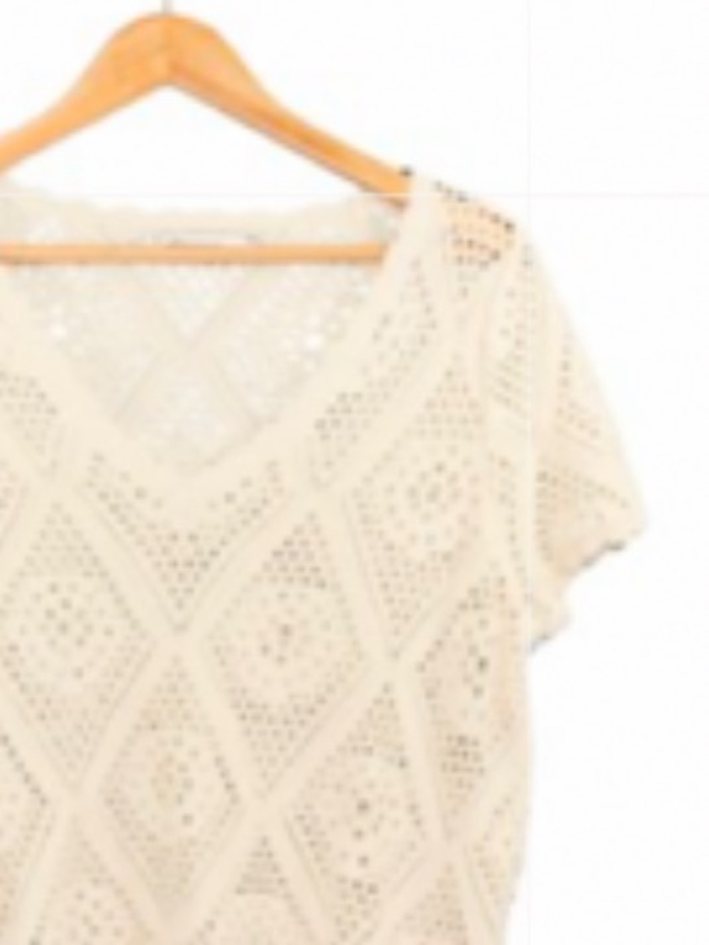NEW• Arpeggio Ivory Bohemian Chic & Unique Crochet Top with Fringe Hemline•2X - Picture 2 of 10